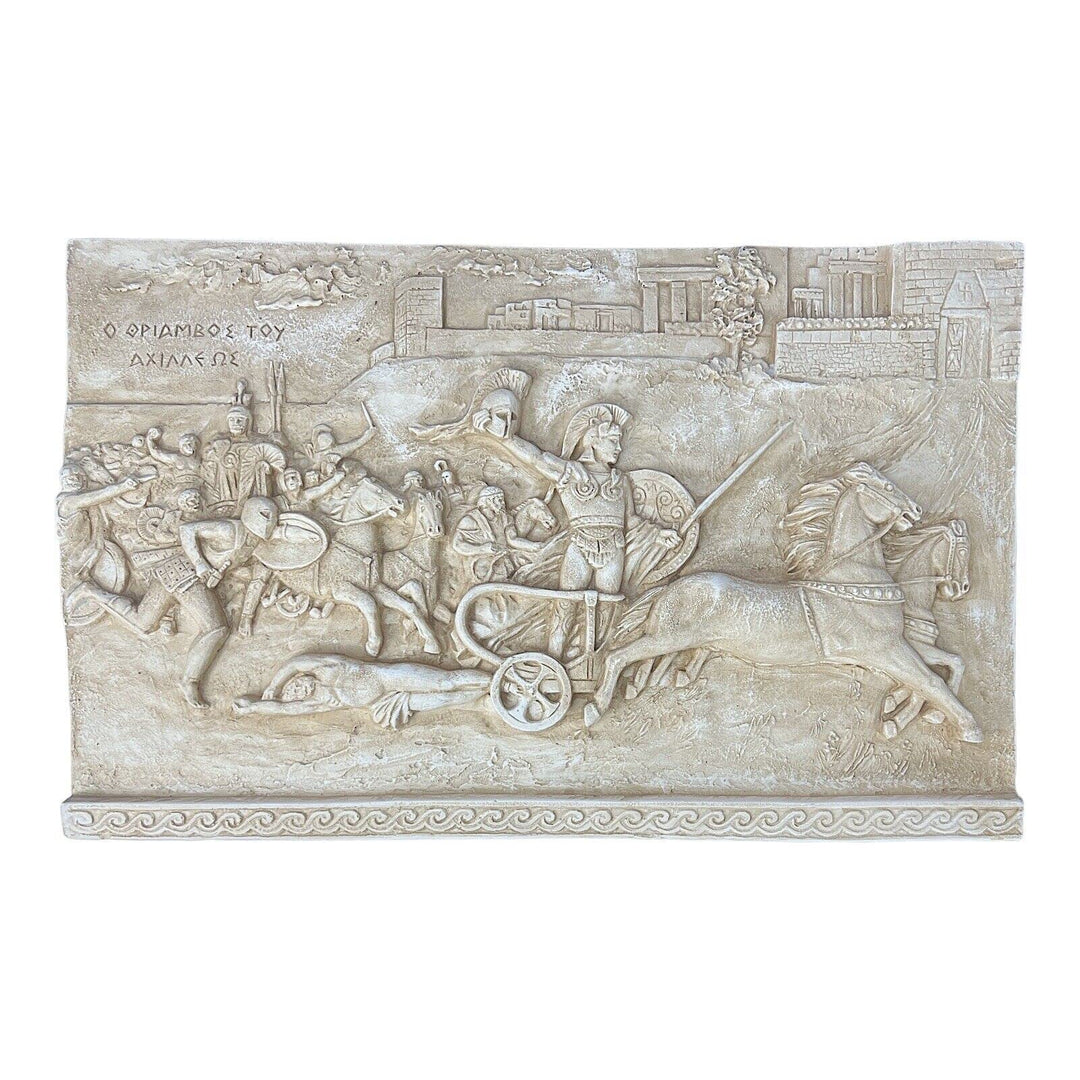 Bas Relief Triumph of Achilles Hector Body Cast Stone Griechische Skulptur Wanddekoration