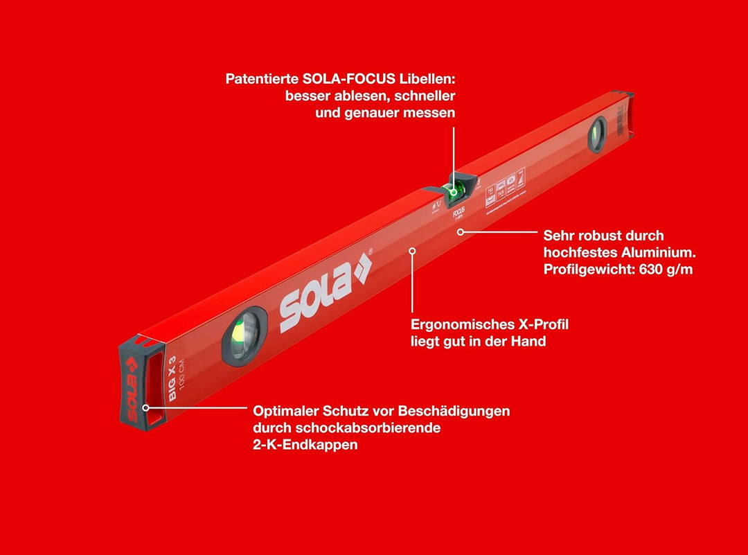 Sola Wasserwaage Model BigX 3 1000 mm 100 cm, 1000 mm