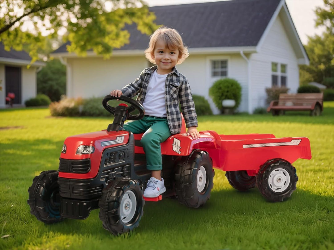 Dolu Ranchero Kinder-Rutschtraktor mit Anhänger, Pedaltraktor mit Anhänger für Kleinkinder ab 3 Jahr