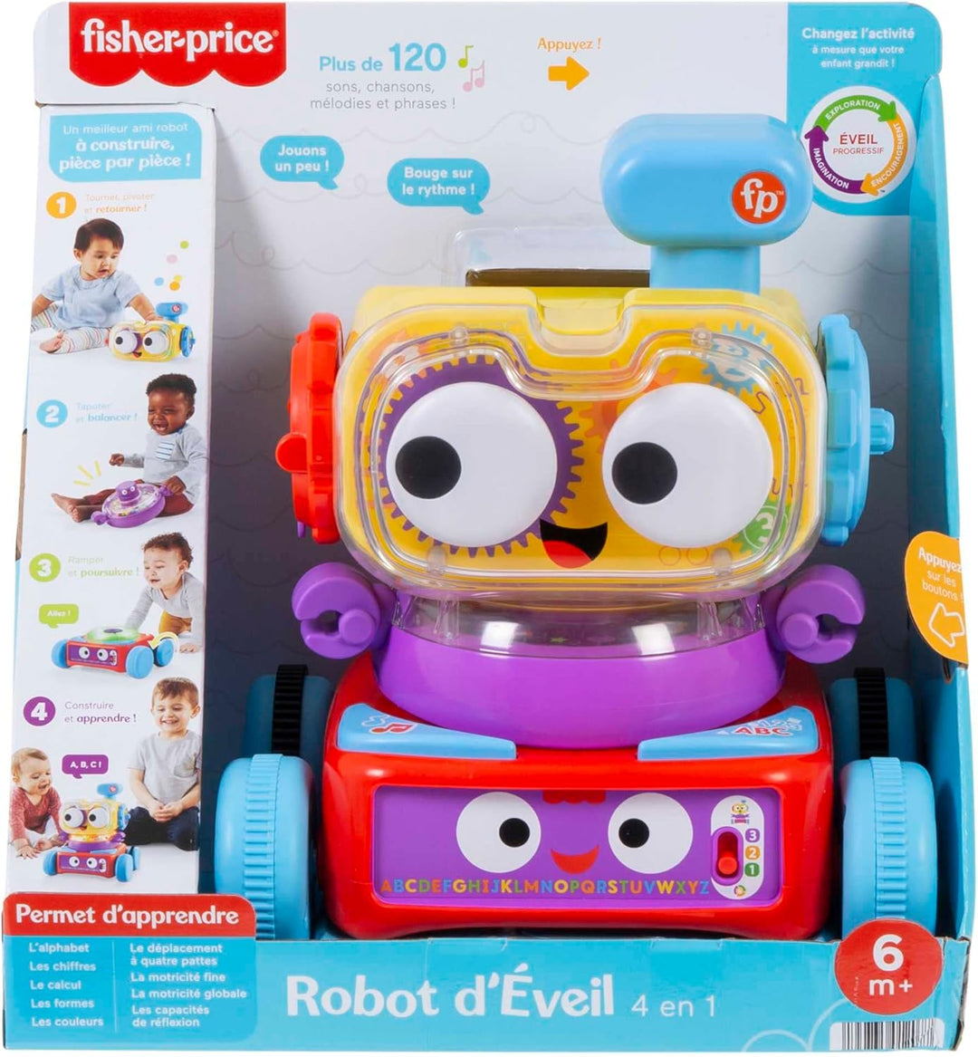 Fisher-Price 4-in-1 Lernroboter Linus für Babys und Kleinkinder, Spielzeug ab 6 Monaten, Version: Fr