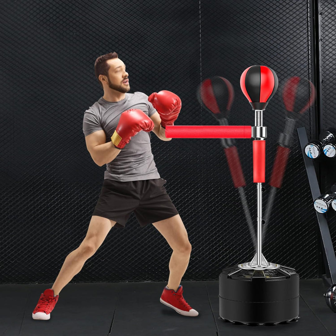 Boxsack auf Fuss, für Erwachsene, freistehend, schwer, Standboxsack mit tragbar, 360 °, Reflex-Bar,