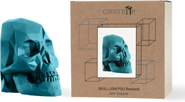 concrette Buchstütze Skull Low-Poly Totenkopf aus architektonischem Beton - Stütze für Bücherregal B