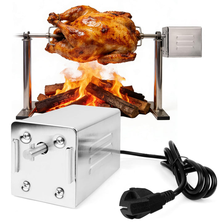 JAOGAUS 220V Grillmotor für Grillspiess, BBQ-Motor 15W Elektromotor, Tragbarer Outdoor Edelstahl Gri