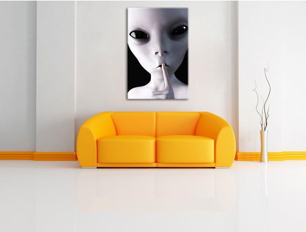 Pixxprint Alien - Nicht reden als Leinwandbild/Grösse: 100x70 cm/Wandbild/Kunstdruck/fertig bespannt