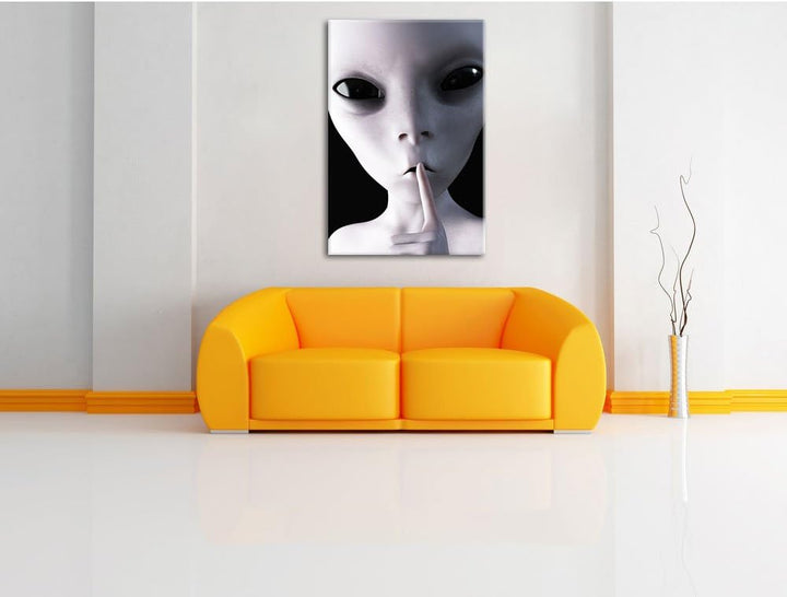 Pixxprint Alien - Nicht reden als Leinwandbild/Grösse: 100x70 cm/Wandbild/Kunstdruck/fertig bespannt