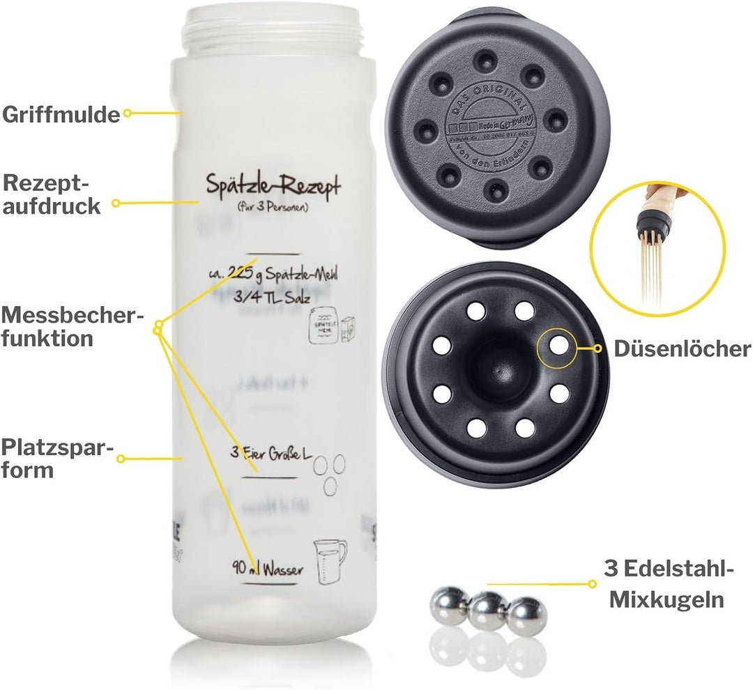 Grosses Shaker-Set (SCHWARZ) mit Butter-Shaker + 4-Portionen 2 x Kochbücher