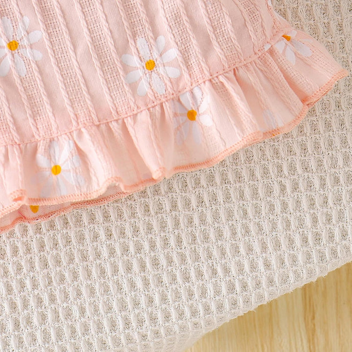 Sommerkleidung für Babys Mädchen Niedliches Rüschen-Gänseblümchen-Top Shorts und Hose Set für Kleink