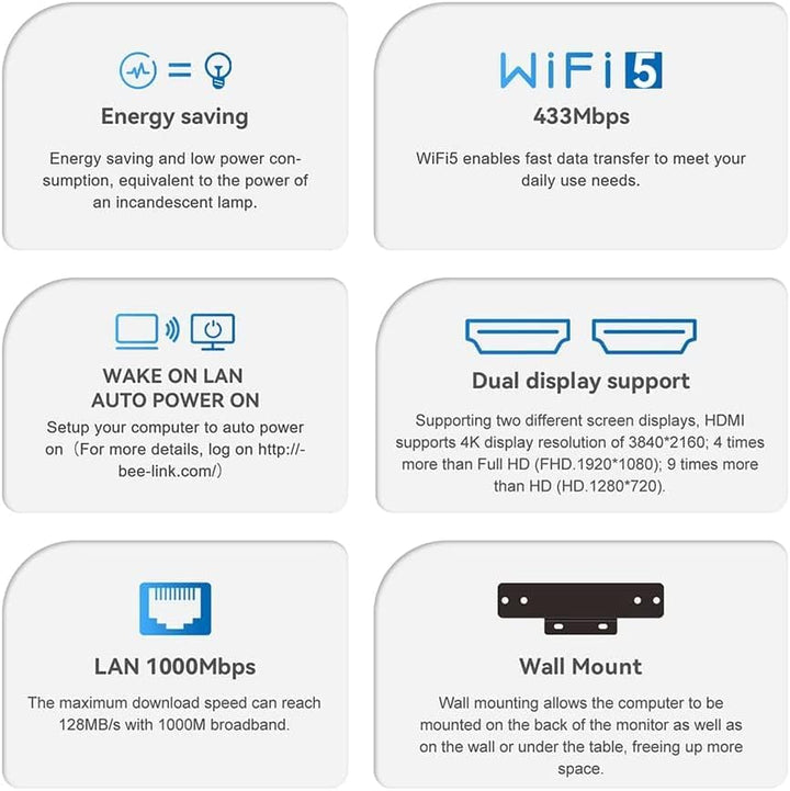 Beelink MINI S12 - Energieeffizienter Mini PC mit Windows 11 Pro, Intel N95, 4K UHD-Grafik, 8 GB DDR