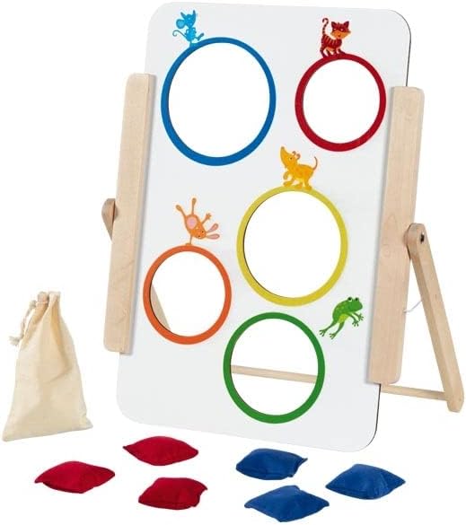 goki Zielwurfspiel für Klein und Gross - Beidseitig bespielbar, aus Holz, inkl. Wurfsäckchen, förder
