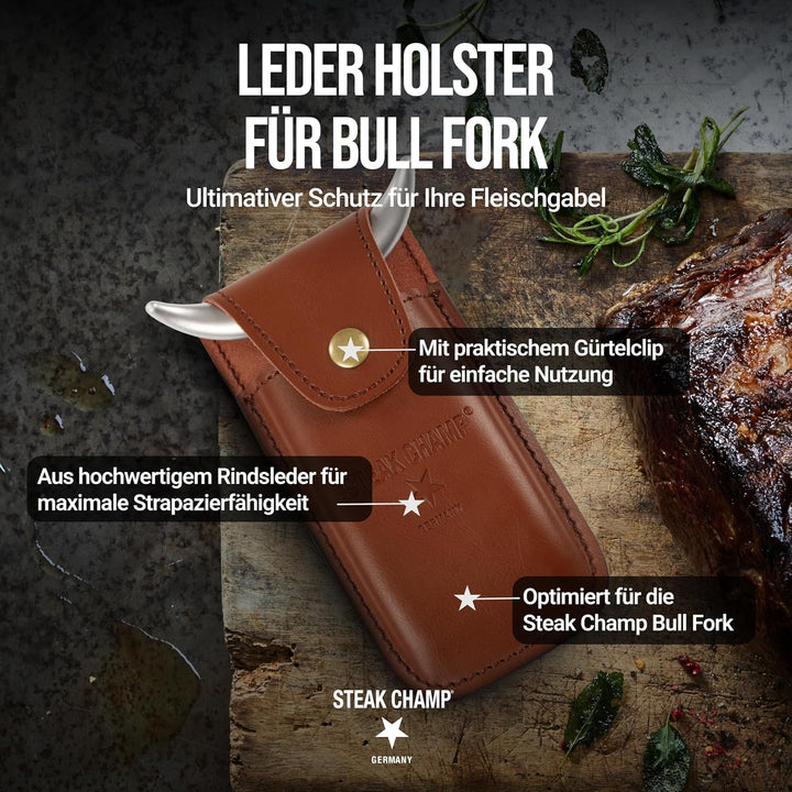 Steak Champ Leder Holster für Bull Fork Fleischgabel: Ledertasche für Gabel, zum Befestigen am Gürte