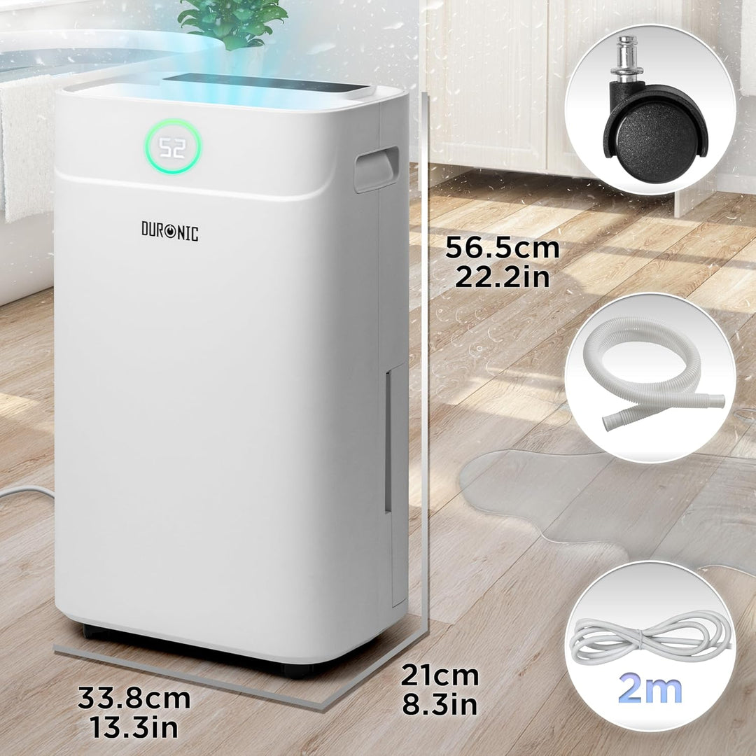 Duronic DH201 Luftentfeuchter, elektrischer Entfeuchter für 25 m² Räume, leiser Raumentfeuchter mit