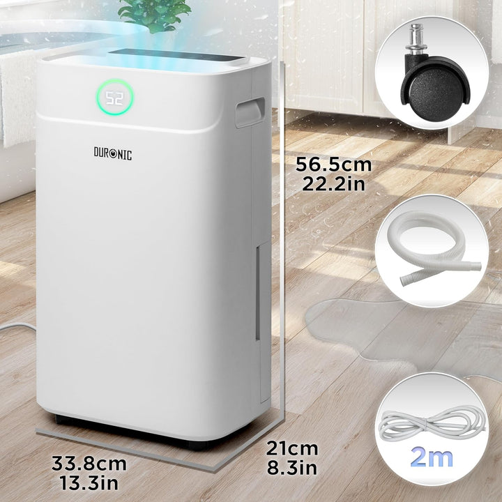 Duronic DH201 Luftentfeuchter, elektrischer Entfeuchter für 25 m² Räume, leiser Raumentfeuchter mit