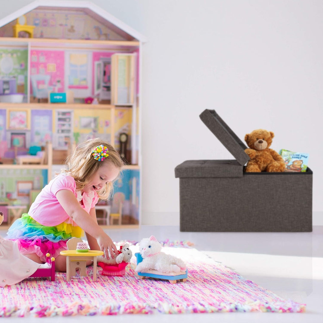 Relaxdays Sitzbank, mit Stauraum, faltbar, gepolstert, klappbarer Deckel, Flur, Wohn-& Schlafzimmer,