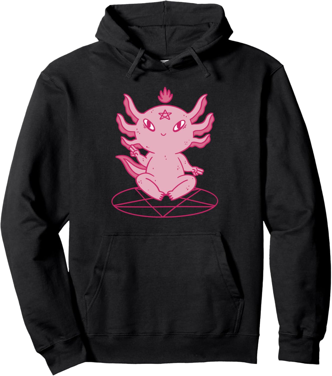 Axolotl Satanic Pentagramm Baphomet Lustig Kawaii Axolotl Pullover Hoodie