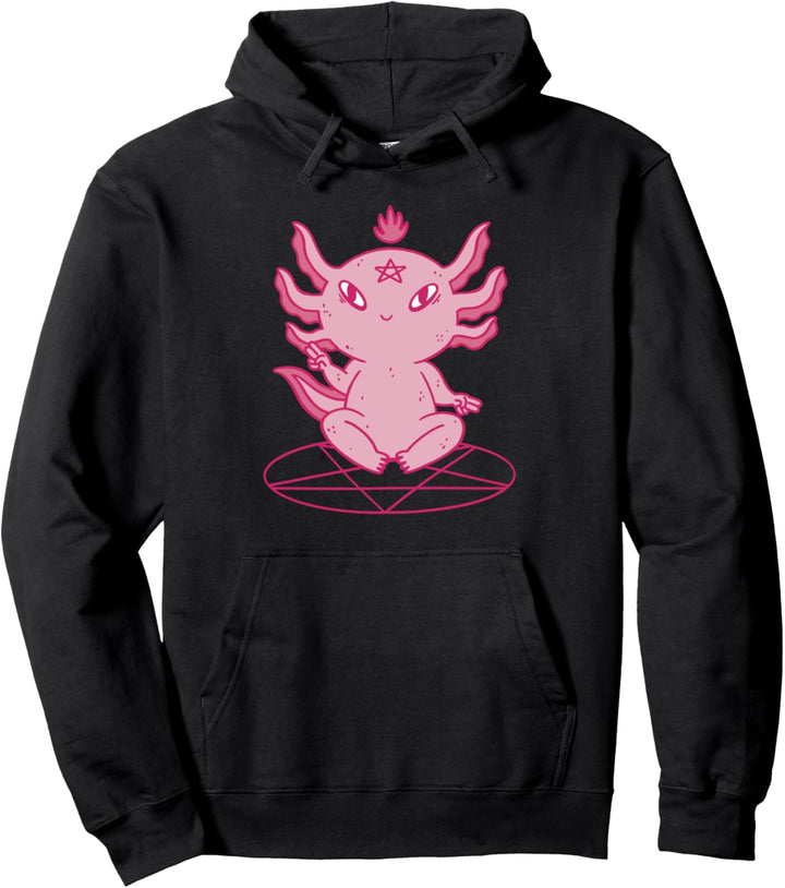 Axolotl Satanic Pentagramm Baphomet Lustig Kawaii Axolotl Pullover Hoodie