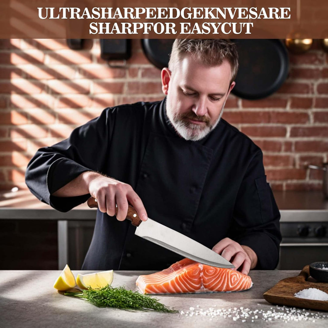 9-teilig Outdoor-Messerset, Rostfreier Spezialstahl, Ultra Scharf, Profi Allzweck Küchen Messerset m