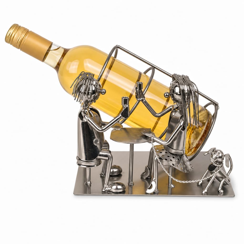 MIJOMA Weinflaschenhalter Liebespaar – Handgefertigte Metallkunst, romantischer dekorativer Flaschen
