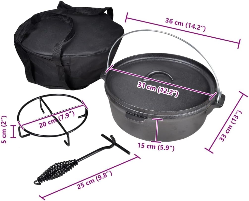 Dutch Oven Feuertopf Bräter Schmortopf 5,6 L inkl. Zubehör 5.6 l, 5.6 l