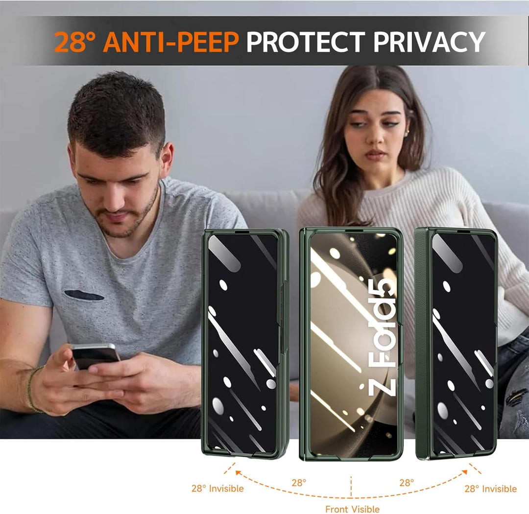 NINKI Kompatibel Samsung Galaxy Z Fold 5 Schutzhülle mit Privacy Screen Protector Glas,Magnetischer