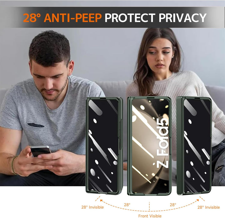 NINKI Kompatibel Samsung Galaxy Z Fold 5 Schutzhülle mit Privacy Screen Protector Glas,Magnetischer