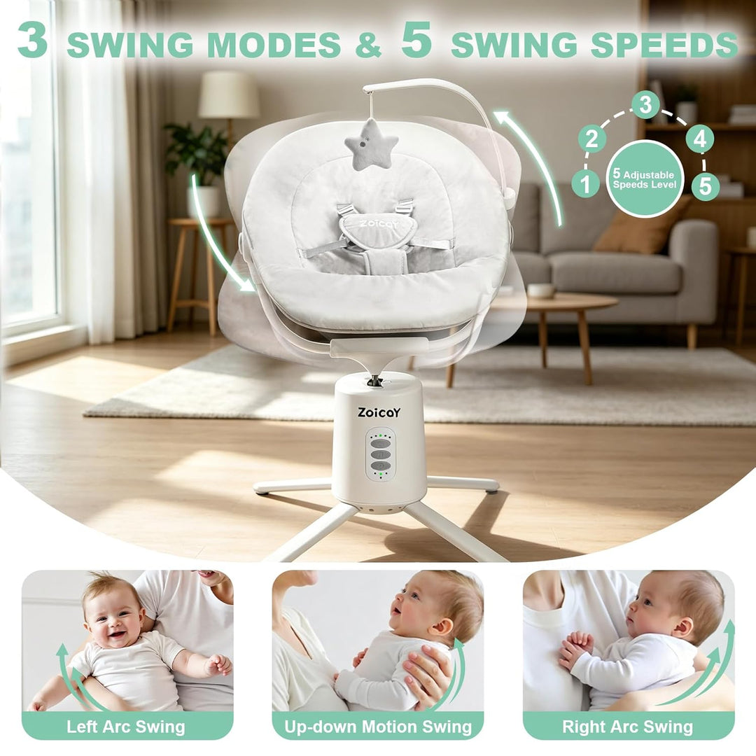 Babywippe Verstellbare Rückenlehne Zoicay Babywippe elektrisch mit 3 Schwingmodi Fernbedienung und B