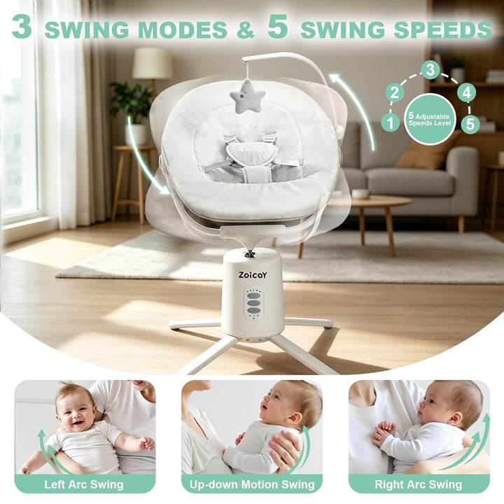 Babywippe Verstellbare Rückenlehne Zoicay Babywippe elektrisch mit 3 Schwingmodi Fernbedienung und B