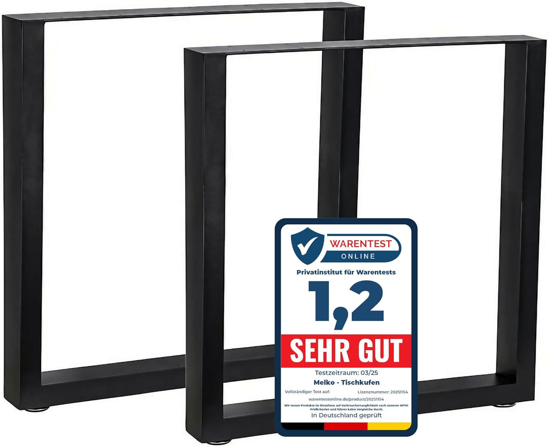 Melko 2er Set Tischbeine aus Stahl 70 x 72 cm Tischkufen Vierkantrohr Tischuntergestell Industrie Lo