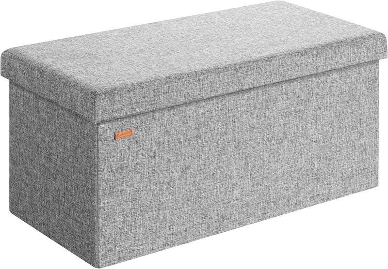 CASARIA® Sitzbank mit Stauraum 80x40x40cm Grau Faltbar Modern Gepolstert Deckel Stoff Stabil 100L Fl