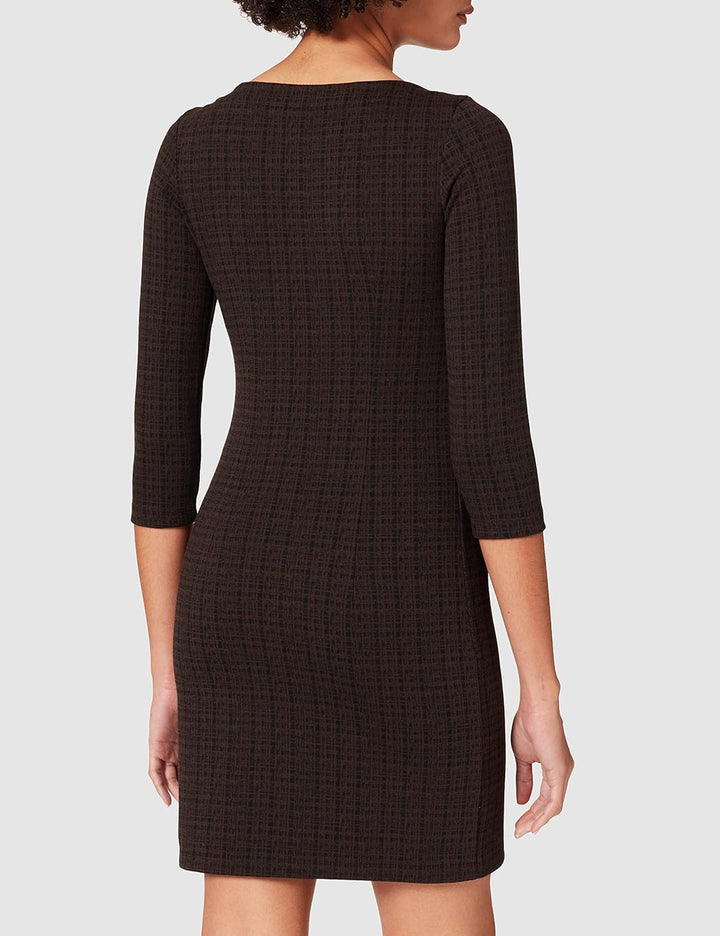 TOM TAILOR Damen Print Kleid 32 28385 - Black Brown Structure Check, 32 28385 - Black Brown Structur