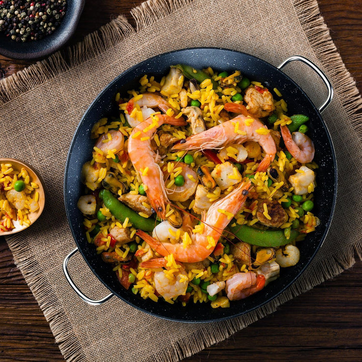 ROSSETTO Paella Pfanne 36 cm, hochwertiger 18/10 Edelstahl, für 6 Personen, Professionelle Robuste P