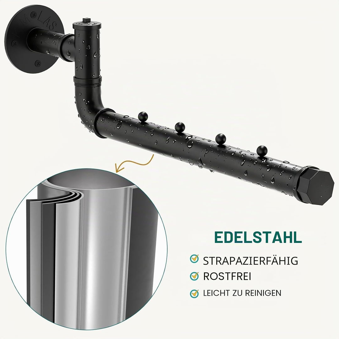 OUTBROS Handtuchhalter Industrial, 40cm Kleiderständer Wandmontage, Schwenkstangen Wandgarderobe, 18