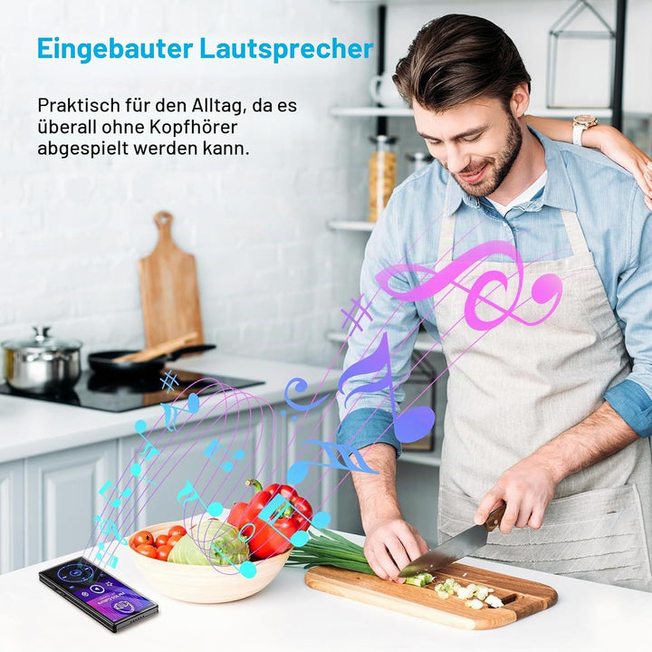 64GB MP3 Player mit Bluetooth MP3-Player mit Eingebauter HD Lautsprecher 450mAh Akku HiFi Sound Funk