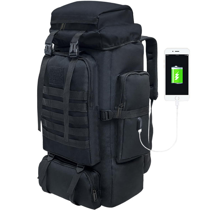 80L Wandern Rucksack, Wasserdichter Grosser Outdoor Sport Reise Daypack Molle für Männer Frauen Schw