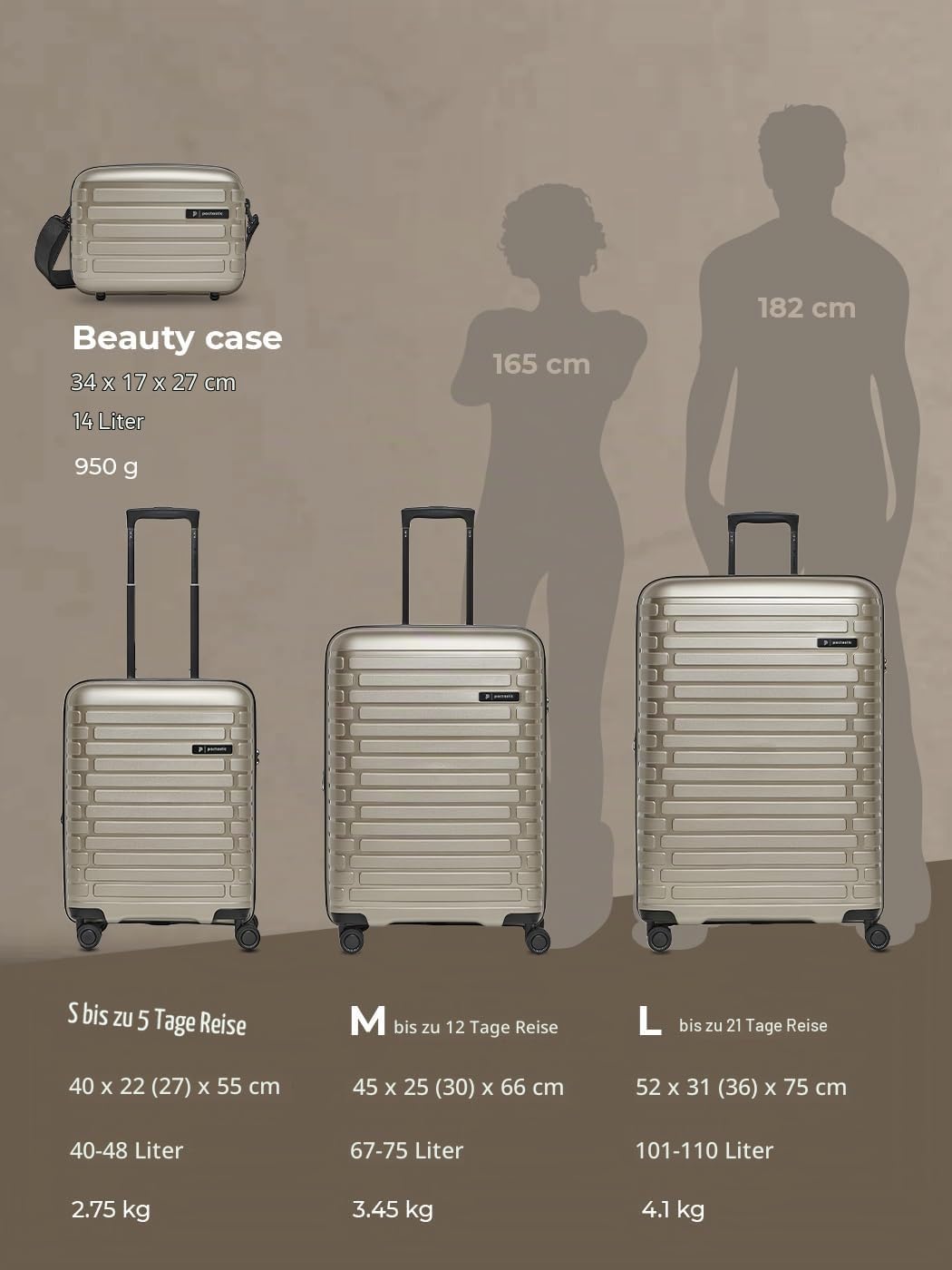 Pactastic Hartschalen Handgepäck Kosmetik-Koffer | Stabiles Beauty-Case mit Aufsteckfunktion | 34 x