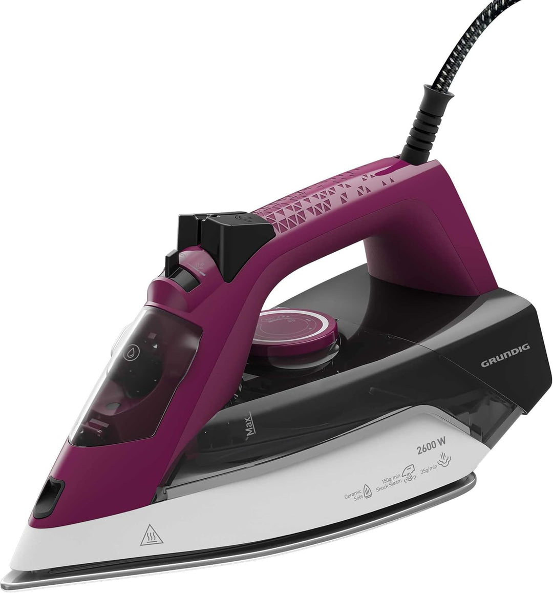 Grundig SI 6850 Dampfbügeleisen, Keramik, Violett/Grau/Weiss