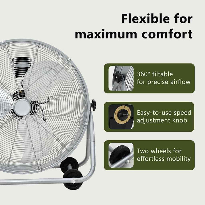 vidaXL Trommelventilator Mit Rad Silber 73 x 42 x 70 cm Aluminium, Industrieller, leistungsstarker S