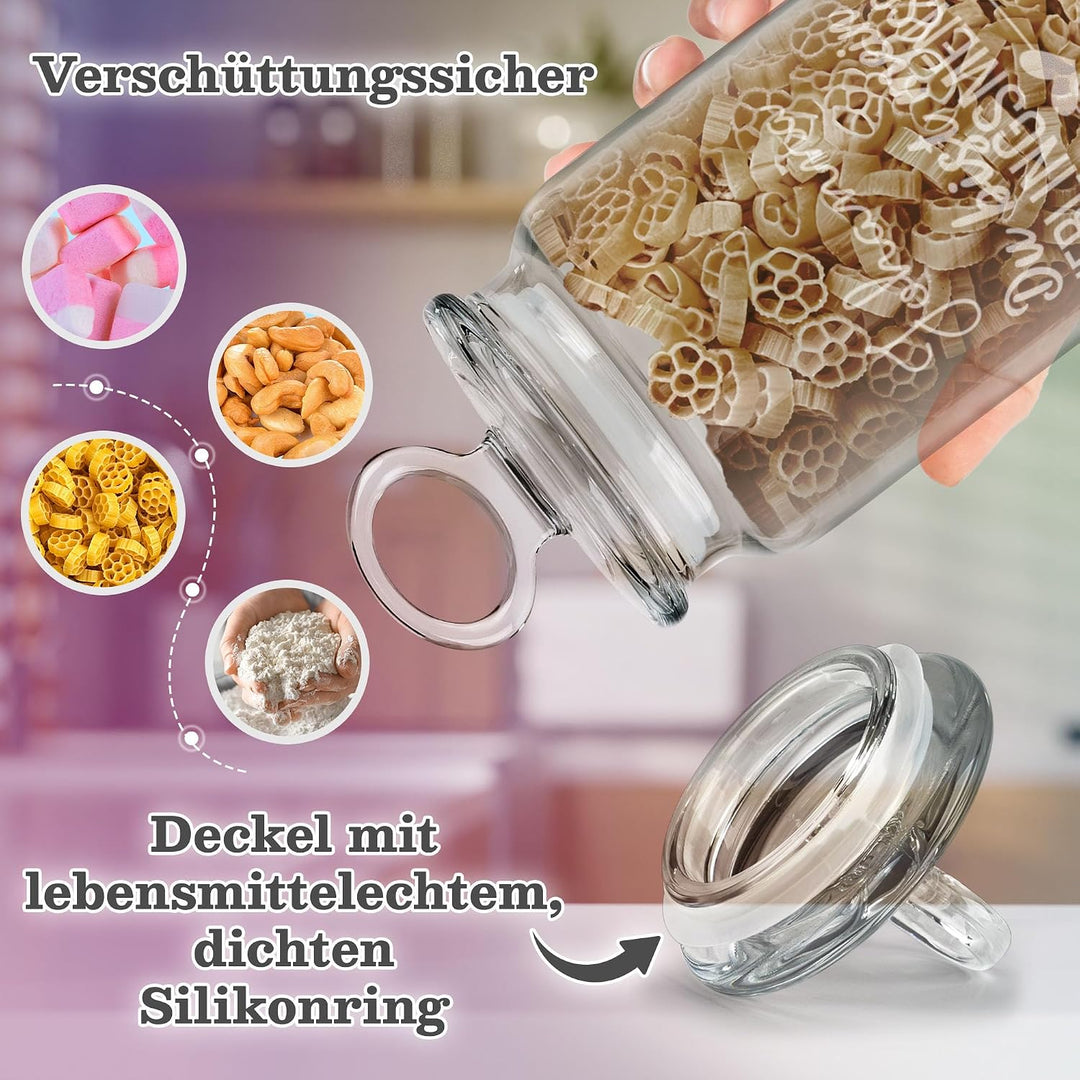 Print Royal PR Personalisierte Keksdose aus Glas mit Gravur - 1100 ml - Lieblingsmensch mit Name als