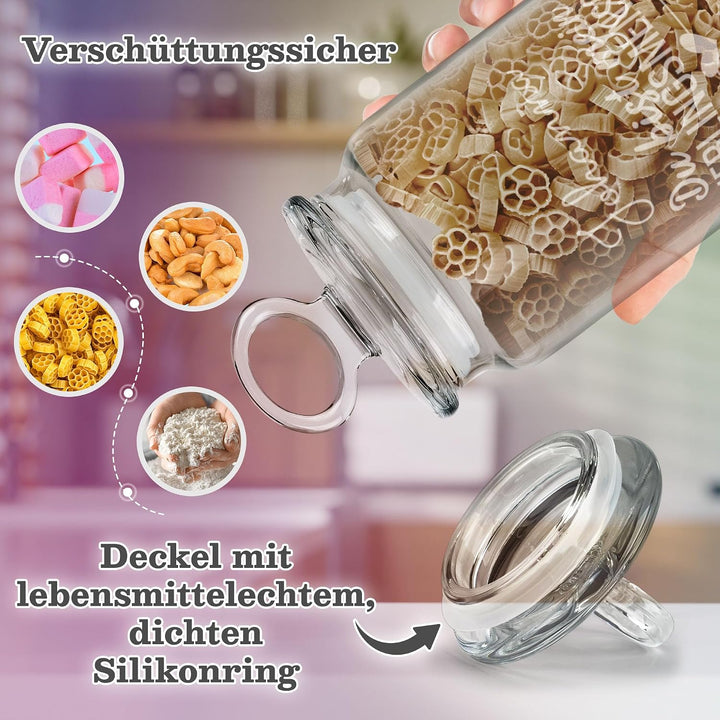 Print Royal PR Personalisierte Keksdose aus Glas mit Gravur - 1100 ml - Lieblingsmensch mit Name als