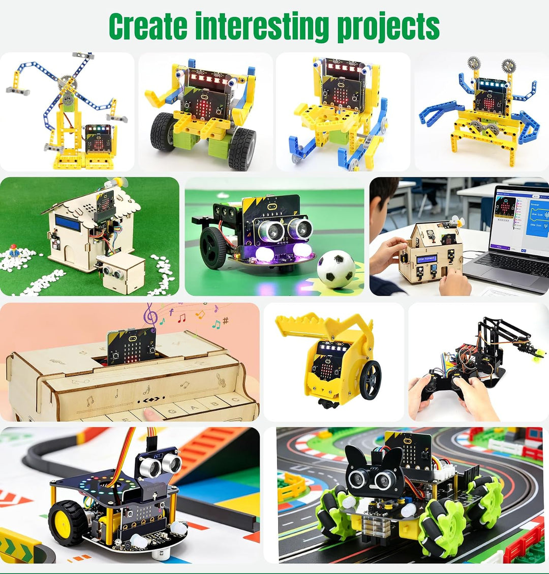 KEYESTUDIO BBC Micro:Bit Go für Micro bit Starter Set mit V2 Microbit Board, Batteriehalter, Micro-U
