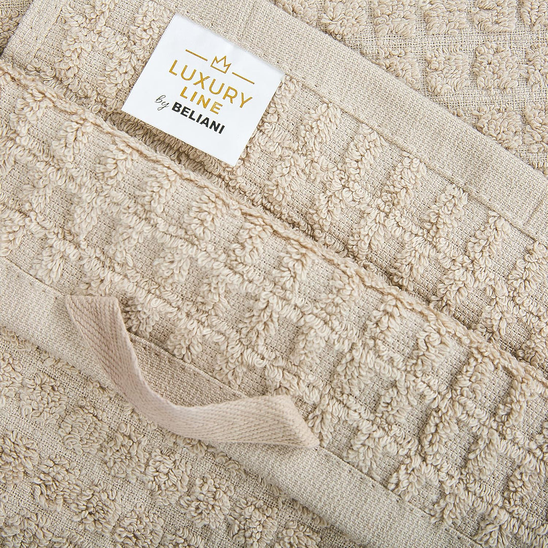 Frottee Badehandtuch 4er Set Baumwolle beige verschiedene Grössen Atai
