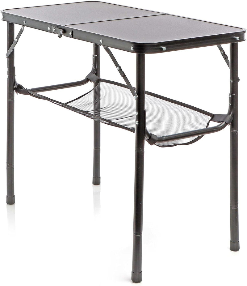 Toboli Campingtisch Schwarz 80x40cm höhenverstellbar auf 31/45/56/70 cm Aluminium Klapptisch Falttis