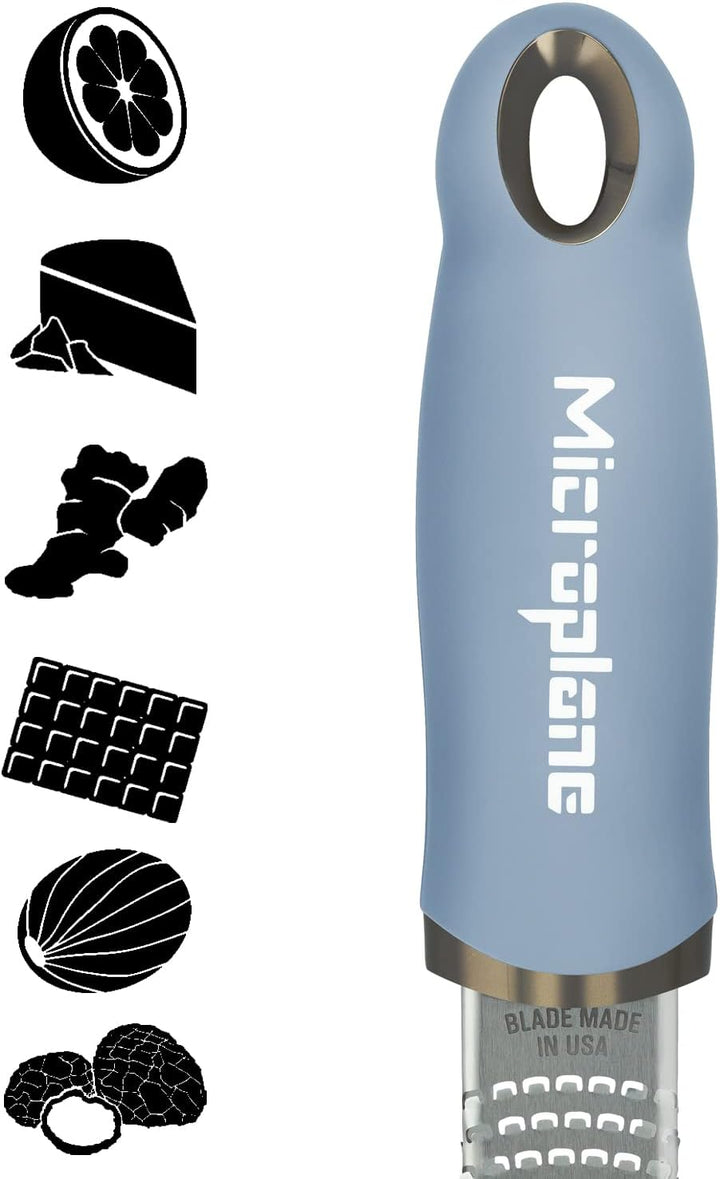 Microplane Zester Küchenreibe in Küstenblau für Zitrusfrüchte, Parmesan, Ingwer, Schokolade & Muskat