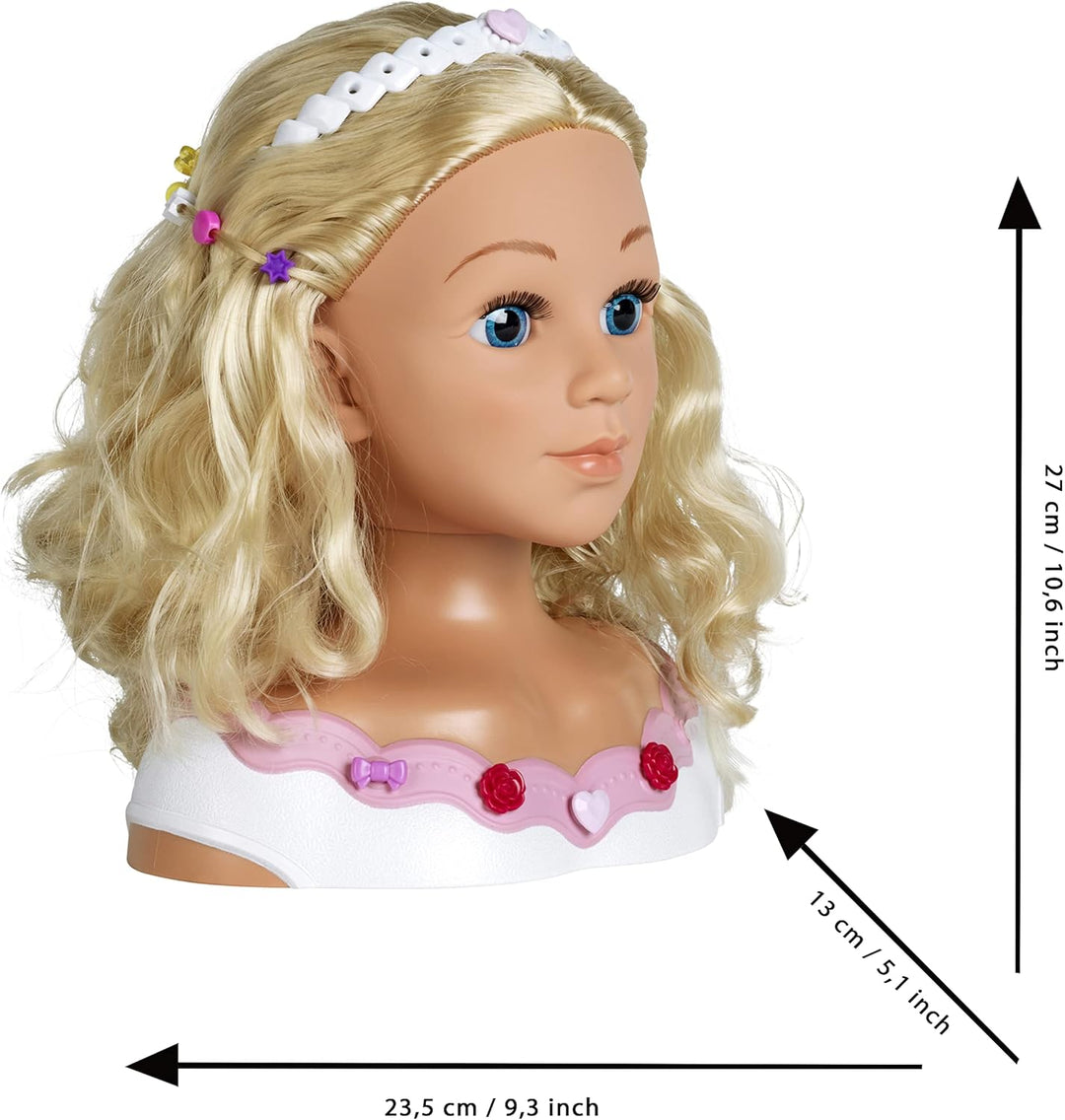 Theo Klein 5242 Schmink- u. Frisierkopf Rose| Mit Haarschmuck und Kosmetik | Spielzeug für Kinder ab