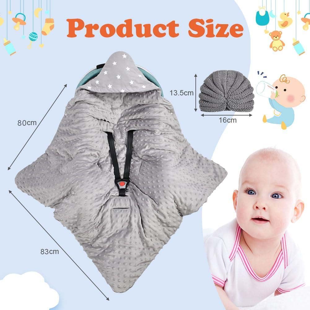 Einschlagdecke Und Strickmütze Set, Einschlagdecke Babyschale Decke Kinderwagen, universal Baby Baby