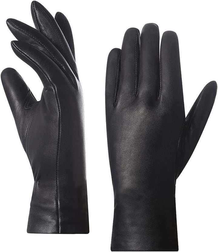 Harssidanzar Damen Lederhandschuhe,Echtes Lammleder gefüttert Kaschmir Warme Autofahrerhandschuhe fü