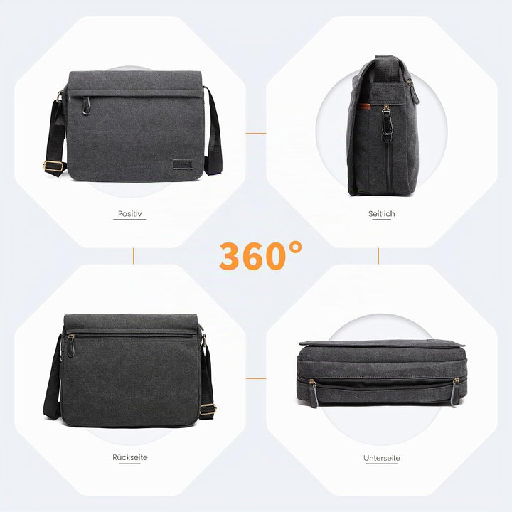 KONO Umhängetasche Leinwand Schultertasche Gross Messenger Bag 13 Zoll Segeltuch Tasche für Arbeit U