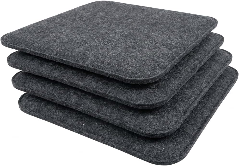 KAMACA Sitzkissen 4er Set 35x35 cm Eckig Anthrazit – Stuhlkissen aus Filz Gepolstert mit Schaumkern