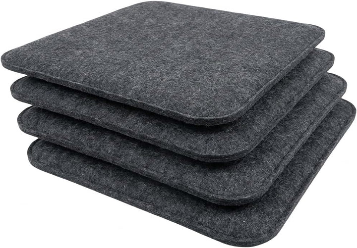 KAMACA Sitzkissen 4er Set 35x35 cm Eckig Anthrazit – Stuhlkissen aus Filz Gepolstert mit Schaumkern