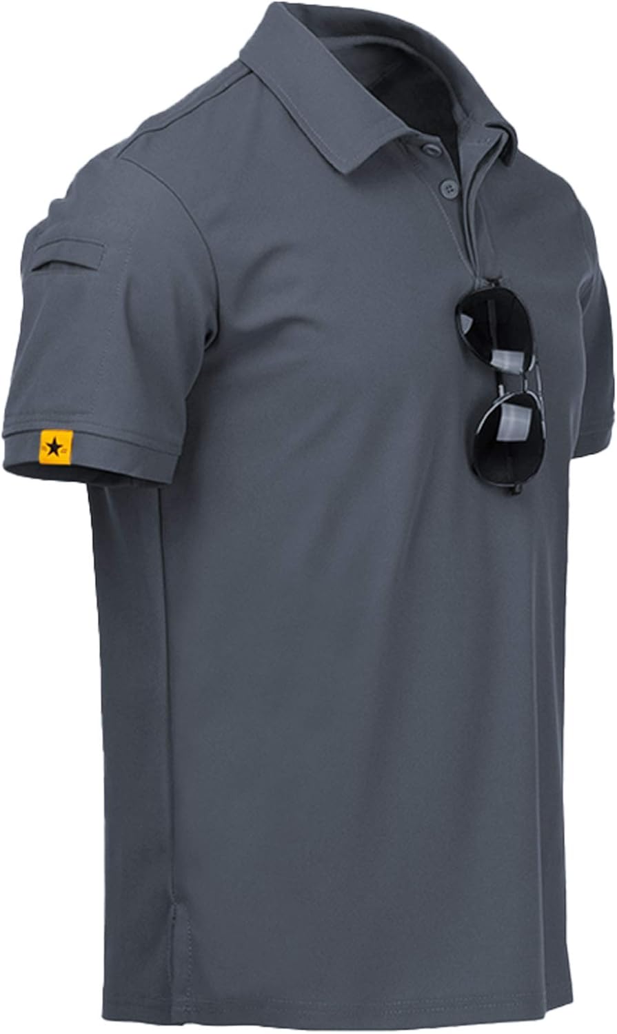 geeksport Poloshirt Herren Golf Kurzarm Freizeit Sport Polo Tennis Tshirts mit Brillenhalter Knopfle