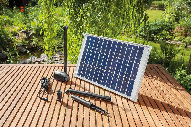 Solar Teichpumpe 20 Watt Solarmodul 1350 l/h Fördermenge 1,9 m Förderhöhe Komplettset für Gartenteic